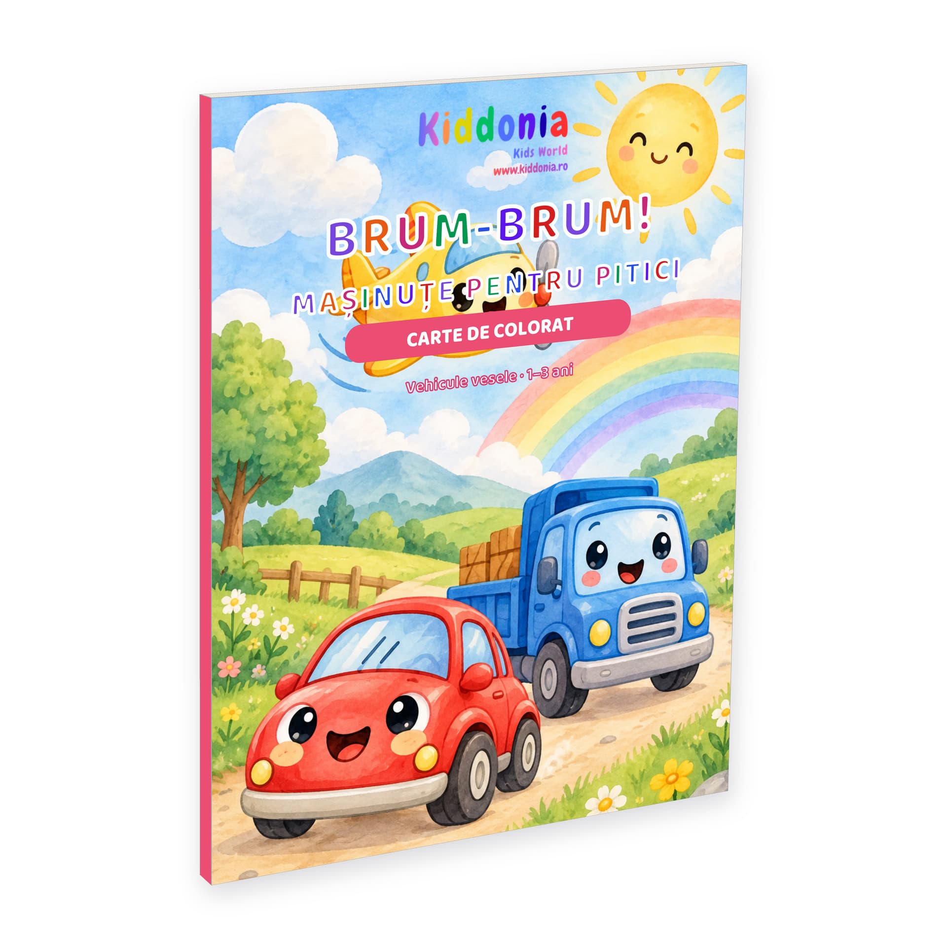 Carte de colorat Brum-Brum, 58 de desene cu mașinuțe și vehicule, 1-3 ani