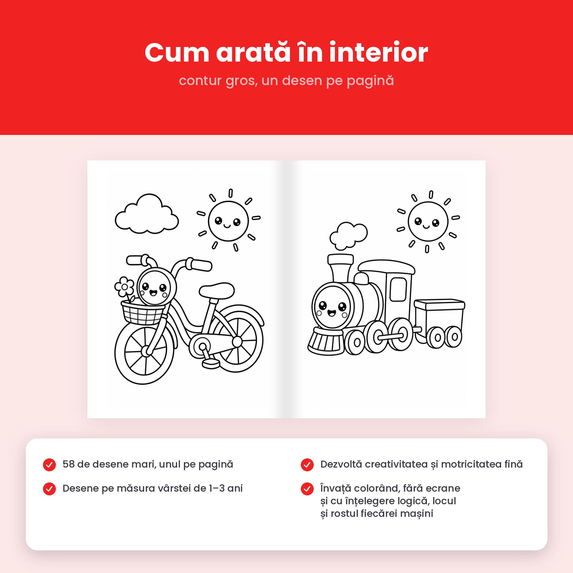 Carte de colorat Brum-Brum, 58 de desene cu mașinuțe și vehicule, 1-3 ani — pagina 5 din 5