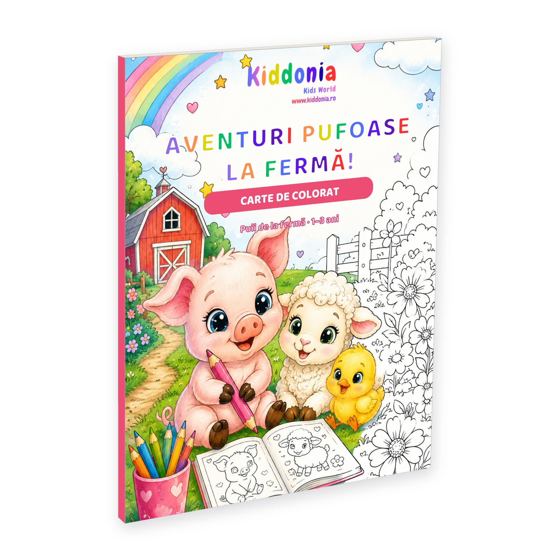 Carte de colorat Aventuri pufoase la fermă, 58 de desene, 1-3 ani