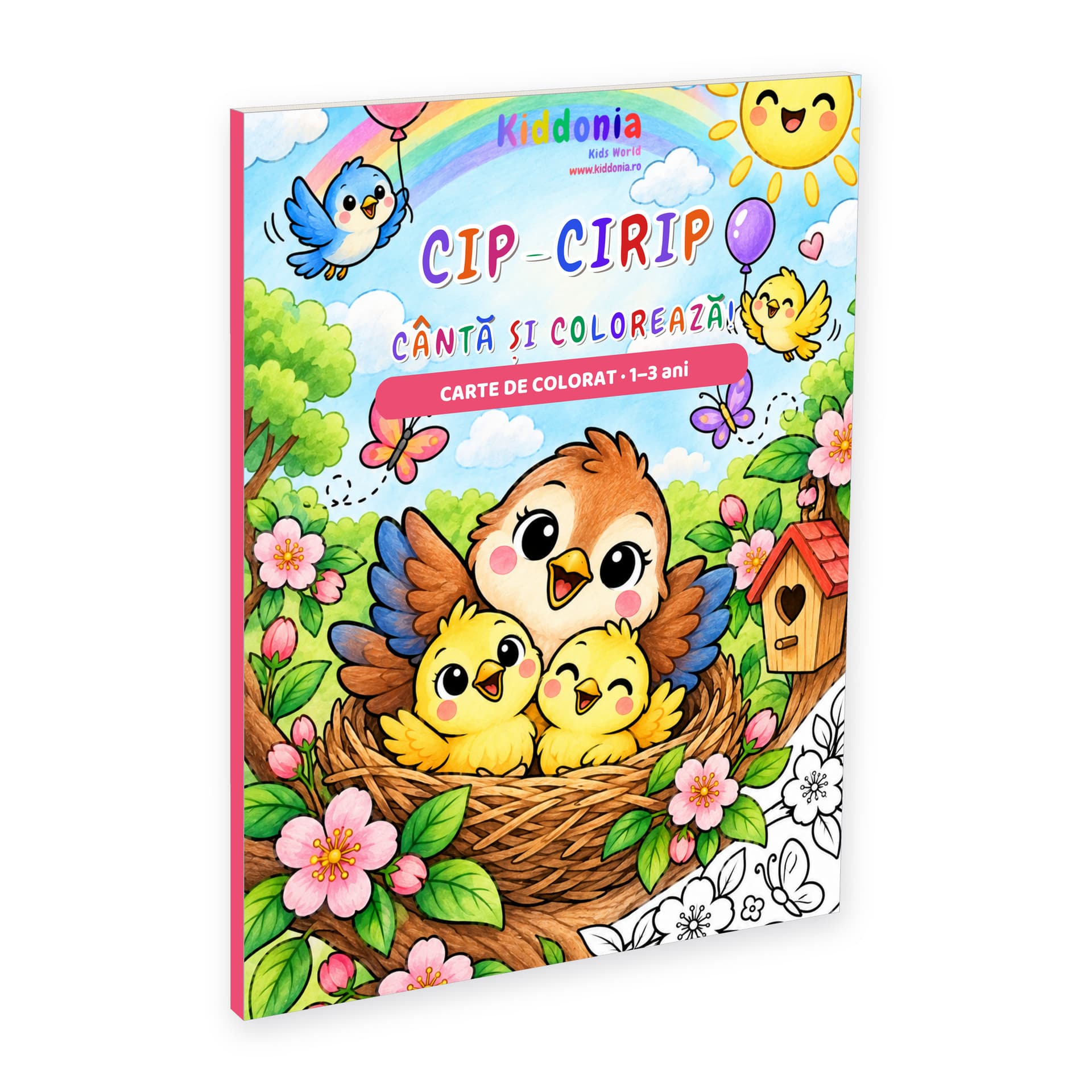 Carte de colorat Cip-Cirip, 58 de desene cu păsărele, 1-3 ani