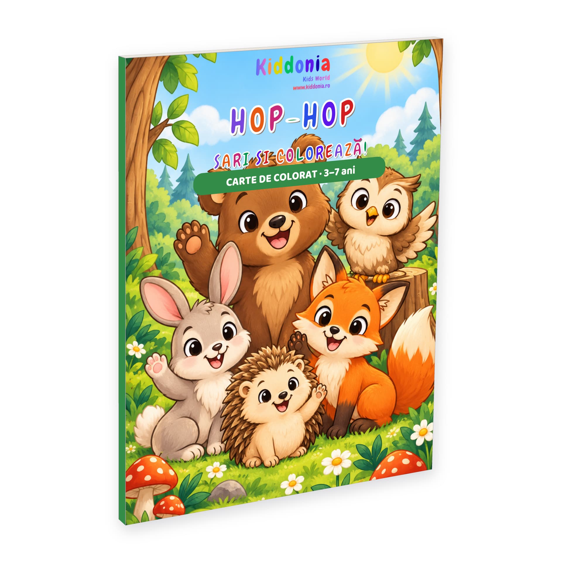 Carte de colorat Hop-Hop, animăluțe din pădure, 3-7 ani