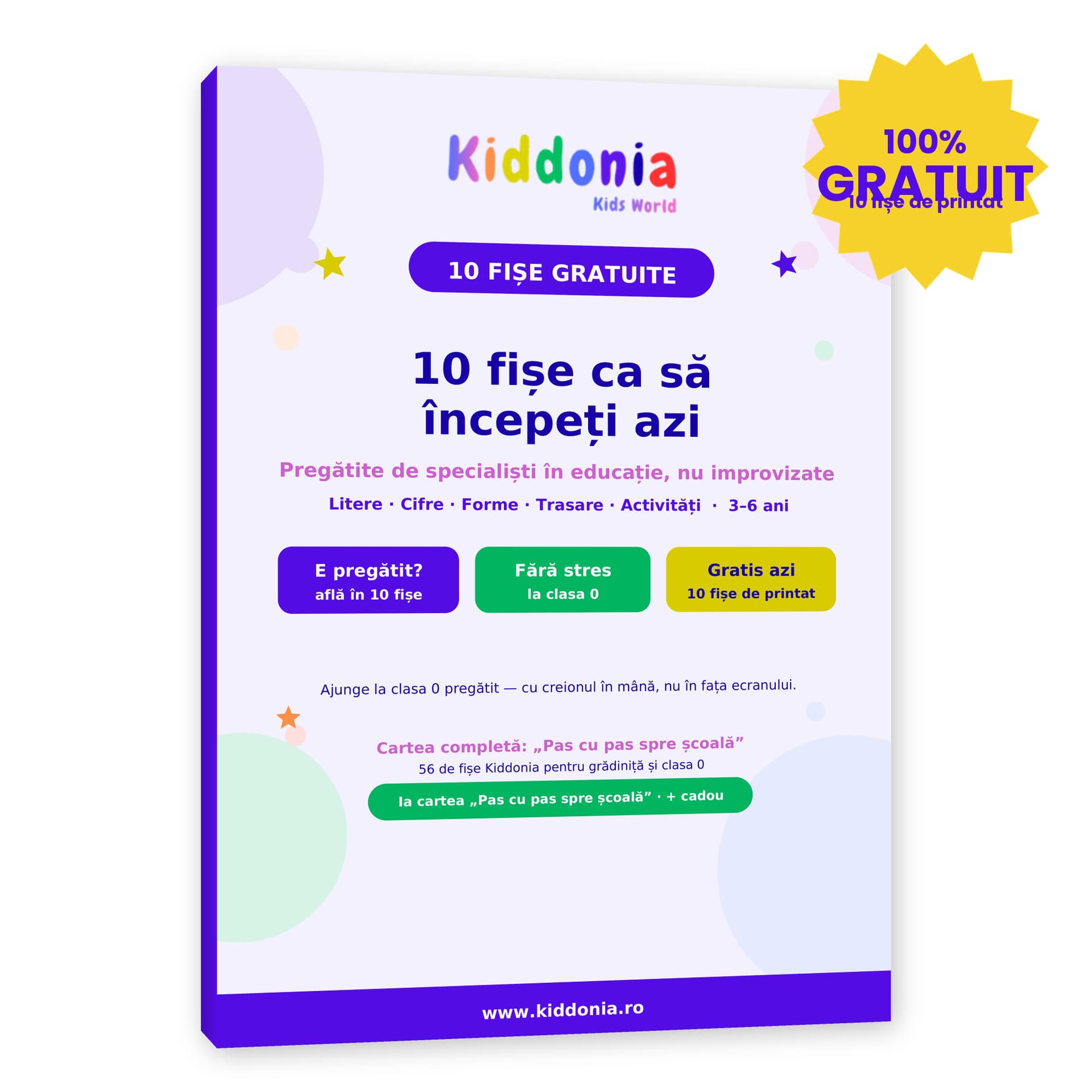 10 fișe gratuite — pregătire pentru grădiniță și clasa 0