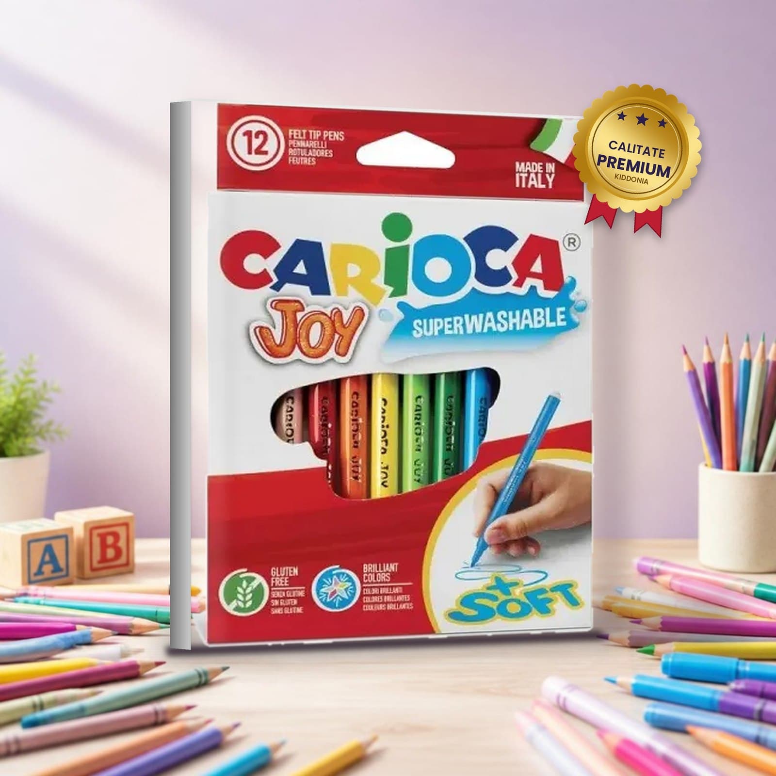 Carioci Joy 12 culori – set pentru copii, desen si colorat