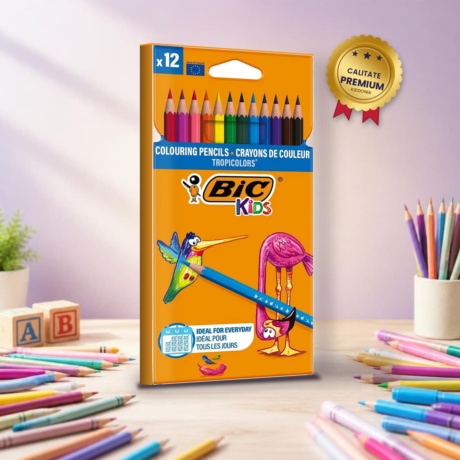 Creioane cerate BIC Plastidecor Tropicolors 12 culori – perfecte pentru primele desene ale copilului