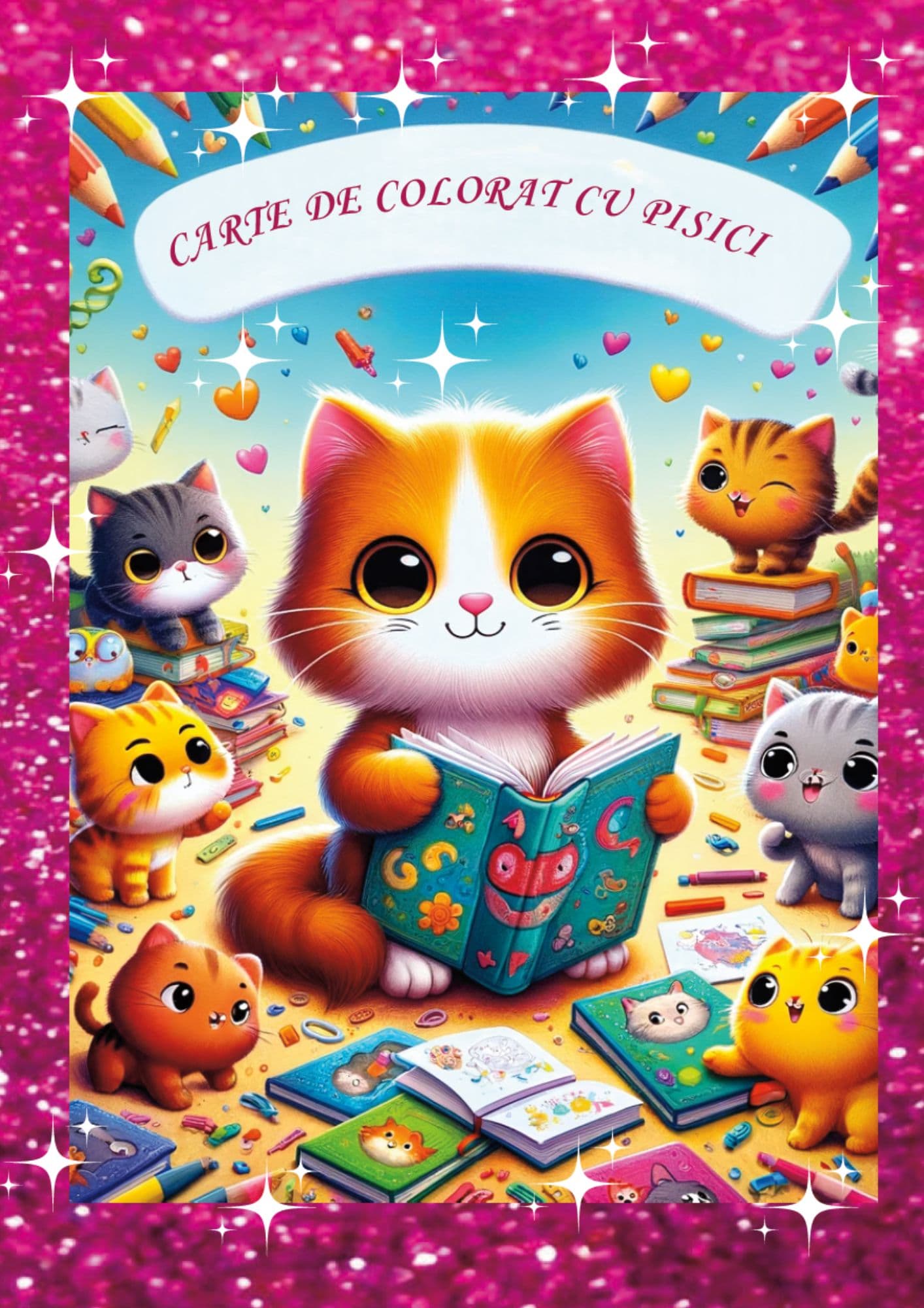 Carte de colorat cu pisici