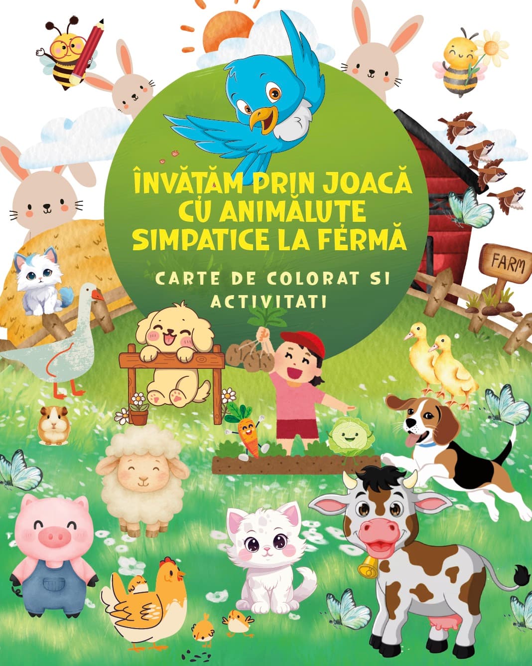 Carte de colorat si activitati – Învățăm prin joacă cu animăluțe simpatice la fermă | Kiddonia