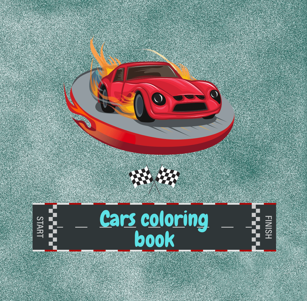 Carte de colorat cu masini pentru copii 2–4 ani | 38 pagini | Format patrat
